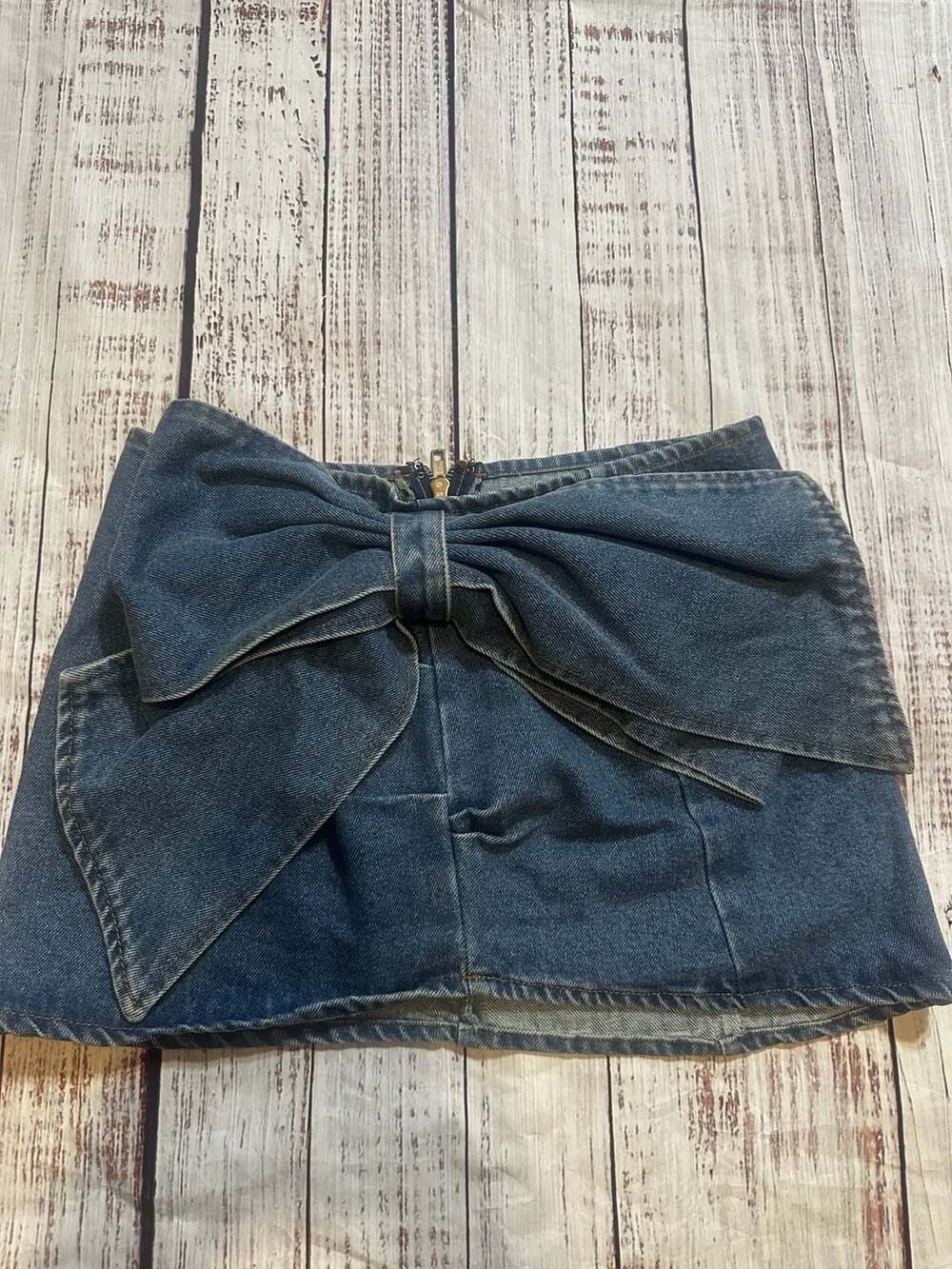 Emory Park Denim Mini Skirt with Front Bow-S